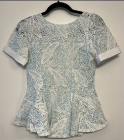 Lightblue crochet peplum top small size