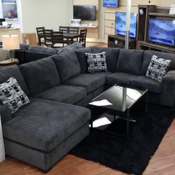 Ballinasloe Smoke And Platinum RAF And LAF Sectional & Couch Sofa 