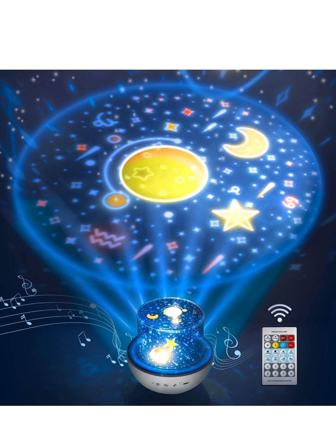 Night Light Projector with Remote,360 Degree Rotating Galaxy Star (Rechargeable