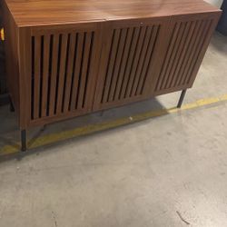 Cabinet,47.2" Farmhouse Buffet Cabinet with Metal Base and Adjustable Shelves,Sideboard Coffee Bar with 3 Doors for Kitchen,Dining Room,Living Room,Br