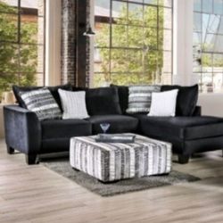 Brand New Black Sectional Sofa (Ottoman Sold Separately)(Pillows Included)