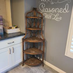 Rattan Corner Shelf Unit 5-Tier