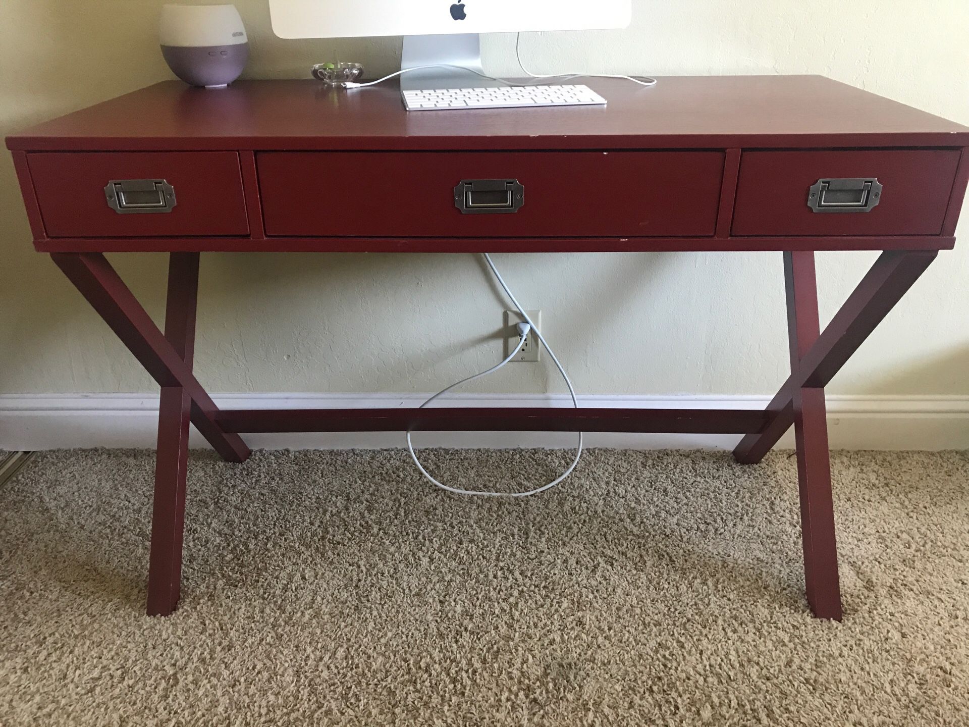 Dark red modern computer desk