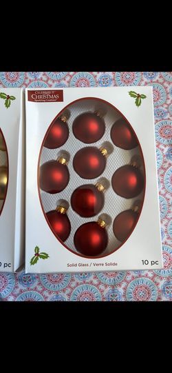 Red Glass Christmas Ornaments (Set Of 10)