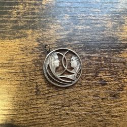 Religious antique silver gold plated medal pendant charm medallion
