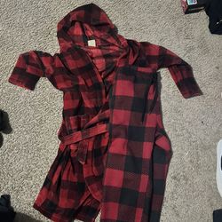 CHECKERED ROBE WITH HOOD And Pants 