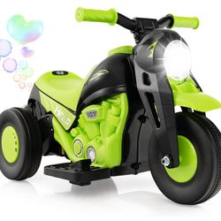  Kids Motorcycle, 6V Battery Powered Ride on Motorcycle with Bubble Maker, Music, LED Headlight, Forward & Backward, 3 Wheels Electric Motorcycle 