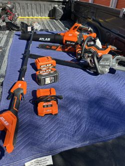 Cordless Trimmer Weed Eater Blower And Chainsaw with 2 40/80 Volt Batteries