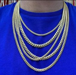 6MM Cuban Link Set 14K Gold Plated Does Not Loses Color