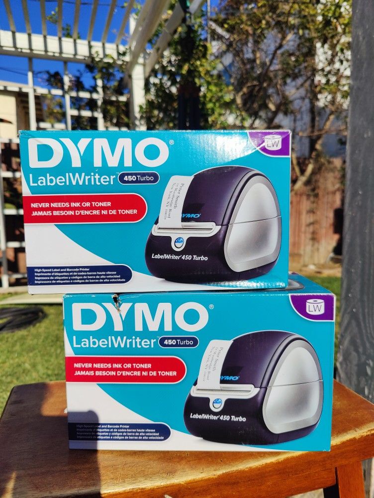 Pair of (2) DYMO LabelWriter 450 Turbo Thermal Label Printers (1752265) plus Printer labels