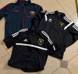 Soccer Bundle Barcelona & Adidas, soccer jacket,Med and Adidas Lrg Jersey blemish on the #2