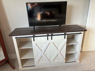 Farmhouse Sliding Barn Door TV Stand / Media Console – $80