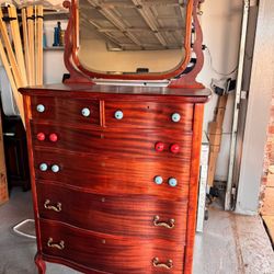 Solid Wood Chest Of Drawers With Mirror 