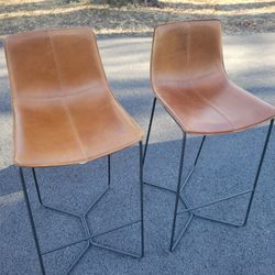 West Elm Leather Bar Stools