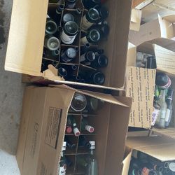 Wine Bottles  And Etc Glass 6+ Boxes FREE GREAT  For Crafts