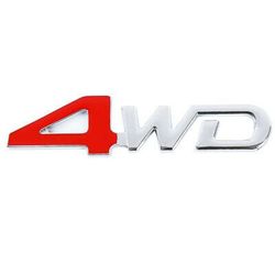 Large 3 D Metal 4WD Badge Emblem Red Sport with Sticker for All Wheel Drive car or truck!