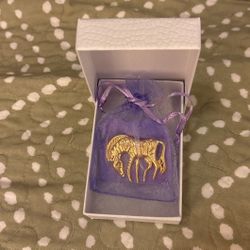 Vintage Gold Platted Zebra Brooch