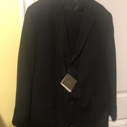 Men’s Black Thin Pinstripe Suit Large Size, See Description