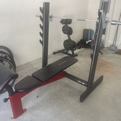 Bench Press/squat Rack W/weights And Bar