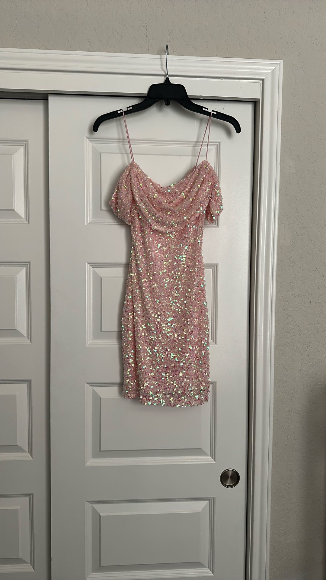 Cute Pink Off-Shoulder Mini Dress