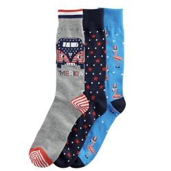 Men’s Novelty Socks 3 Pairs Pack New Croft & Barrow USA Americana 