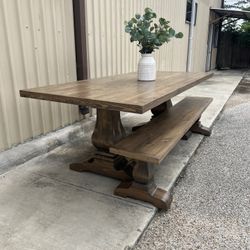 Custom Dining Table Farmhouse Country French Modern Rustic Solid Wood Set Restoration Hardware Insp Bench Hand Built Round Oval Counter Breakfast  