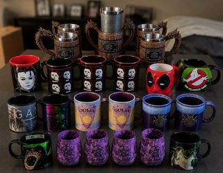 (22) Brand New Collectible Mugs & Cups | Deadpool, Ghostbusters, D&D, Nightcrawler, Meyers, Megan| Lot