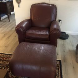 Leather Chair W Ottoman 