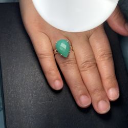 Green Onyx Ring 5.88g Pear Cut Gemstone Size 7.25
