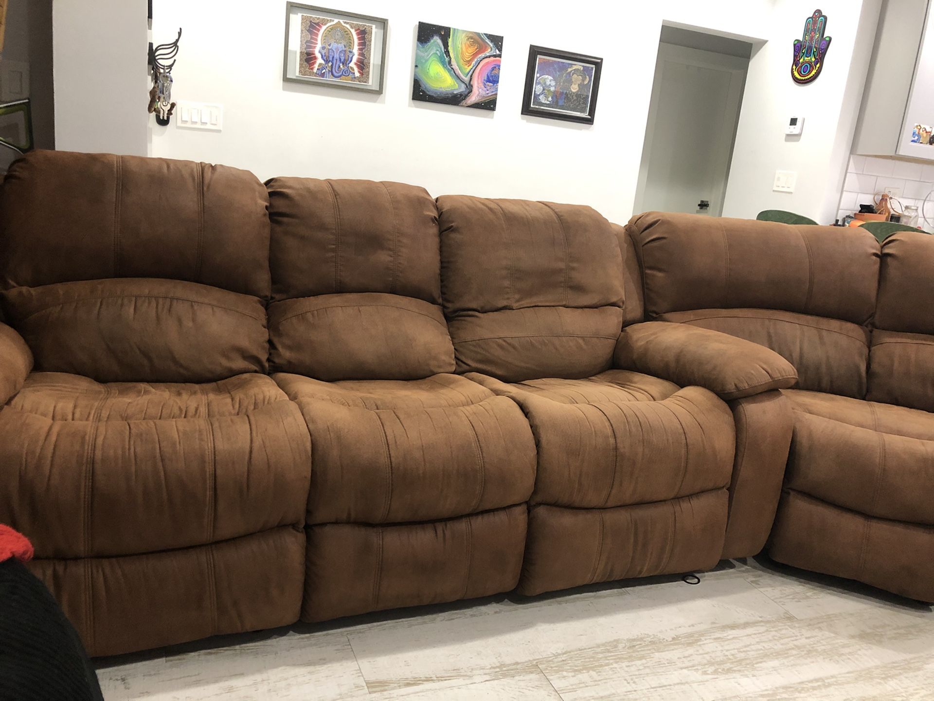 Large suede couch