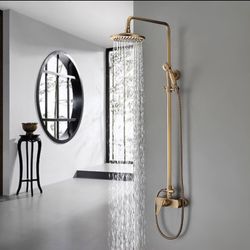 Antique Brass Bathroom Shower Faucet Set 