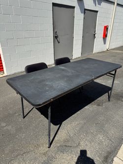 Black Folding Table with Metal Legs 13 chairs two tables
