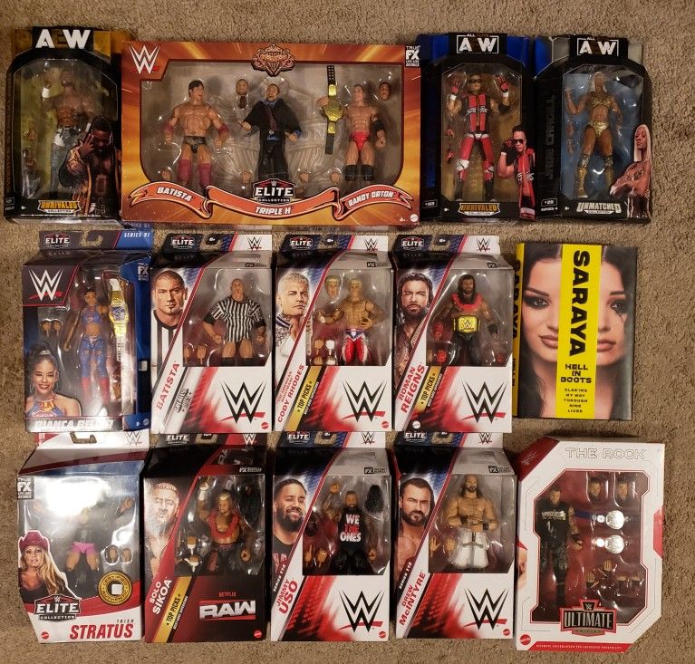 wwe , aew assorted figures