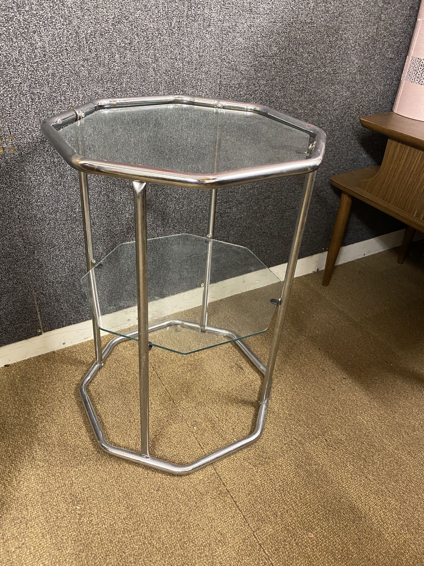 Octagonal Silver-Frame Side Table