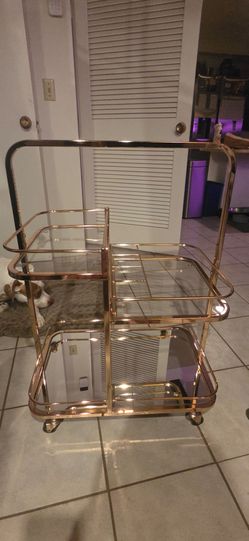 Rose Gold 3-Tier Glass Bar Cart