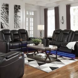 Ashley- Brand New!! Party Time Midnight Power Reclining Living Room Set With Amazing Price!!