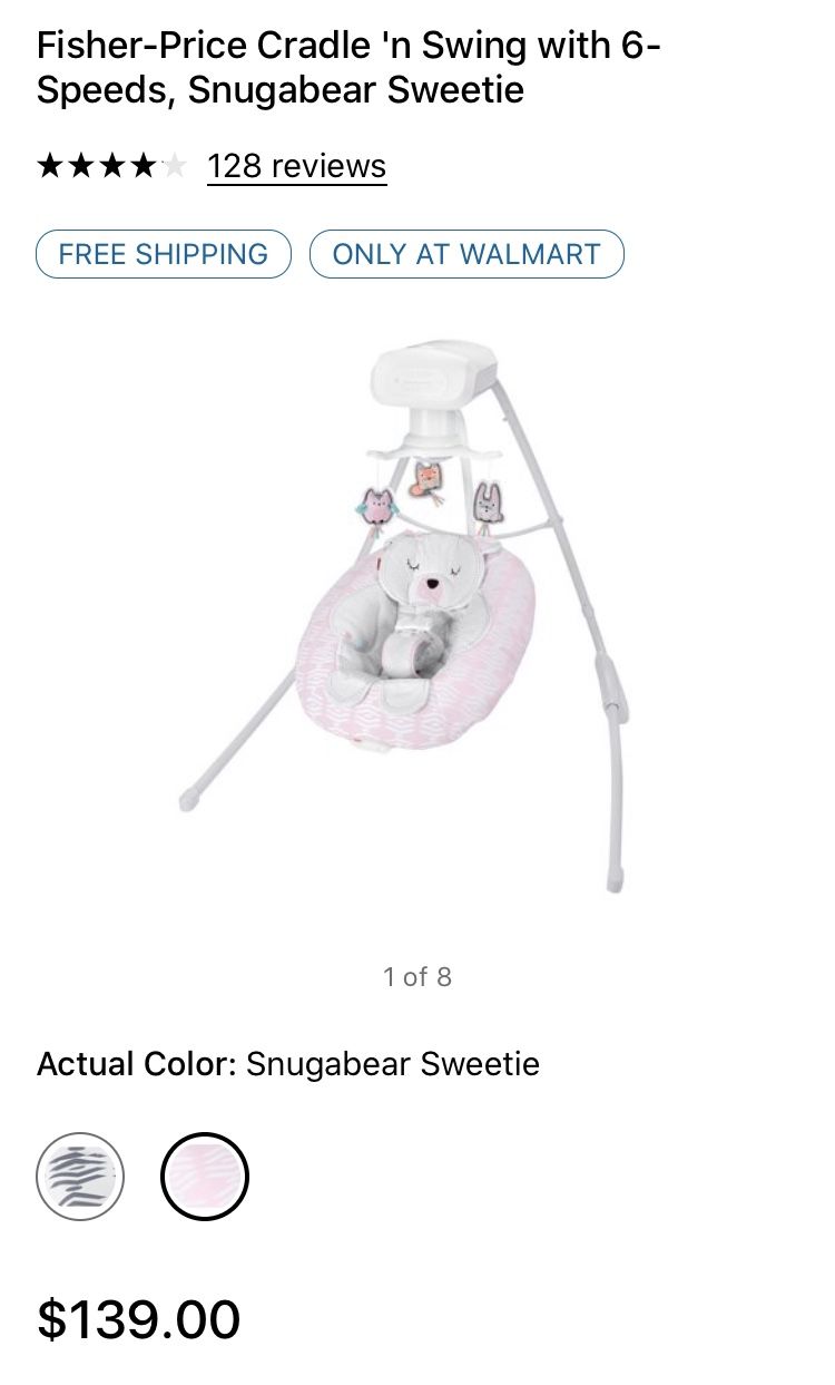 Fisher Price Snugabear Sweetie Cradle & Swing