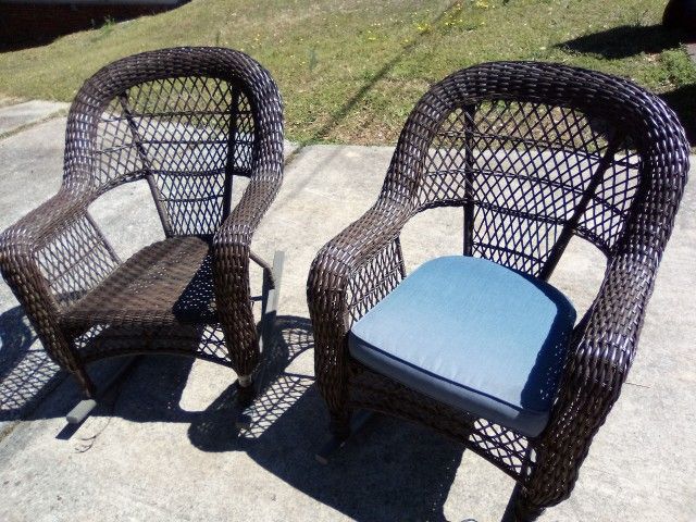 Wicker Modern Rocking Chair Pair