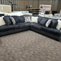 Big Black Charcoal Sectional Couch 