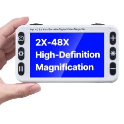 VEVOR Portable Digital Magnifier, 5-inch HD Electronic Video Magnifier for Low Version, 2X - 48X Electronic Reading Aid with 13MP Near & Far Dual Lens