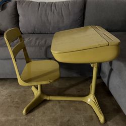 vintage school desk with attached chair