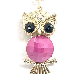 Pink Or Purple Bellied Owl Necklace 