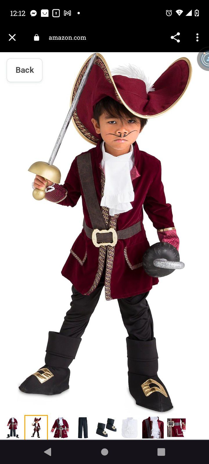 Authentic Disney Costume Captain Hook
