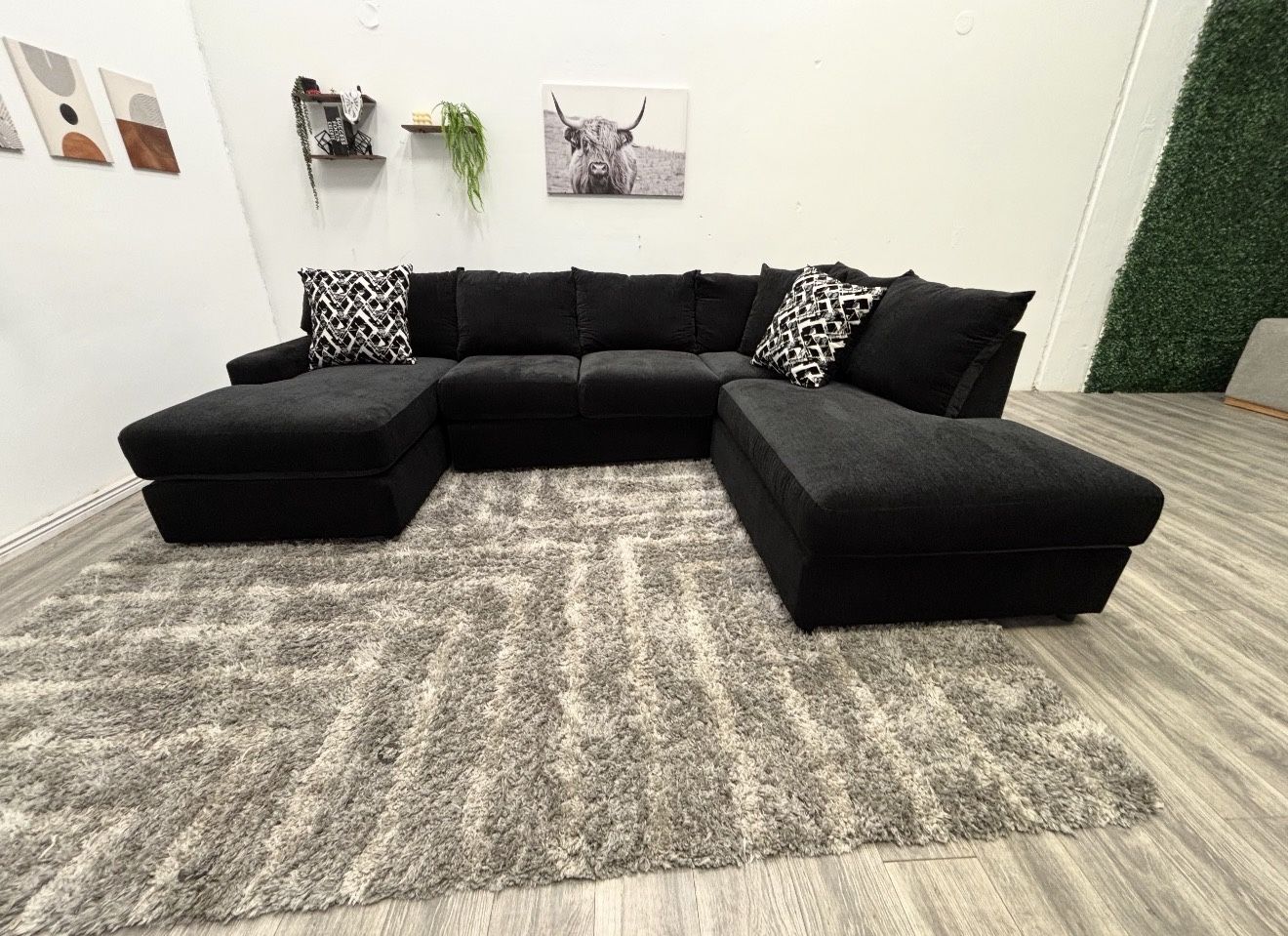 Black Sectional Couch - Free Delivery