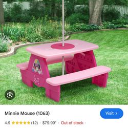Disney Minnie Mouse Kids Bench With Umbrella 