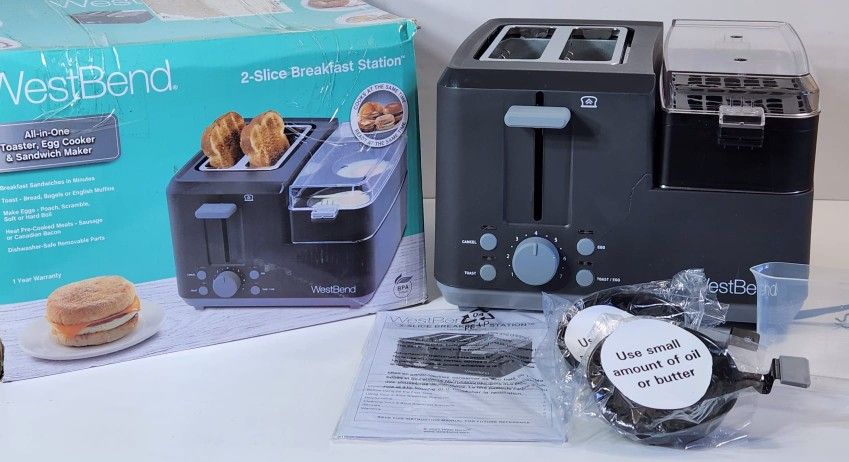 West Bend 78500 2 Slice Breakfast Station Wide Slot Toaster #864