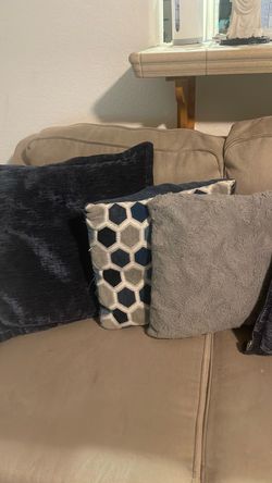 Blue white and gray pillows for couch Blue white and gray pillows for couch