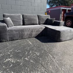 Gray Corduroy Sectional