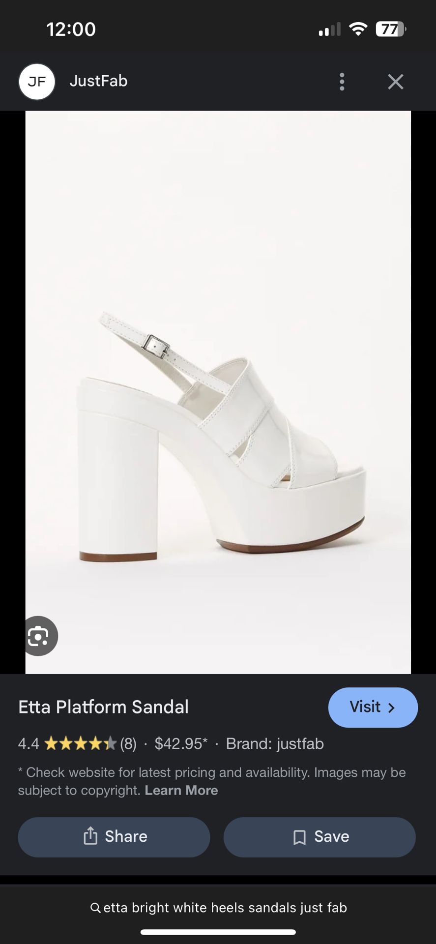 Just Fab Etta platform sandal - Bright White Size 8.5