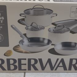 Farberware 14pcs Stainless Steel Cookware Set With Cooking Tools, Induction Compatible - New